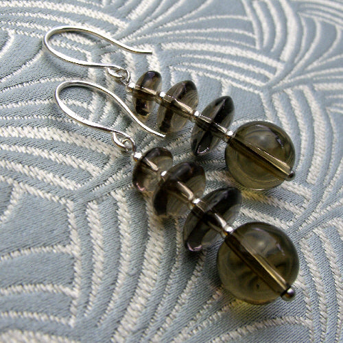 smoky quartz drop earrings, semi-precious handmade earrings