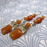 long orange gemstone statement earrings handmade uk