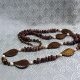 long chunk brown semi-precious stone necklace