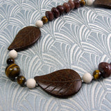 unique chunky necklace handmade brown semi-precious beads