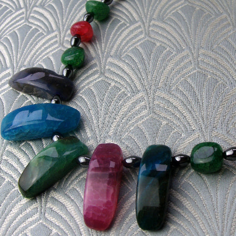 Handmade chunky necklace, chunky semi-precious bead necklace BB91