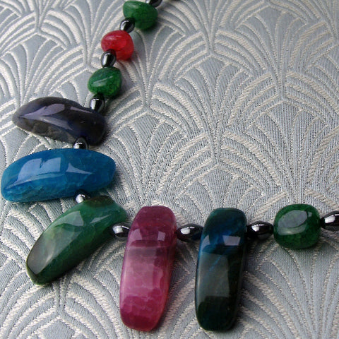 Short semi-precious necklace, short handmade necklace BB91