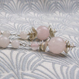pink rose quartz gemstone statement earrings unique design