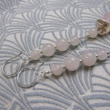 long pink earrings, long rose quartz earrings uk