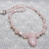 unusual rose quartz pink necklace