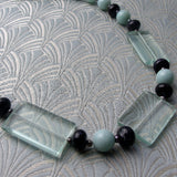blue quartz semi-precious bead necklace, semi-precious stone blue necklace