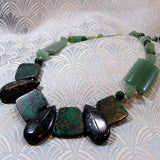 unique green statement necklace handmade semi-precious gemstones