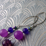 handmade long purple statement earrings