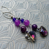 long handmade statement earrings purple gemstone beads