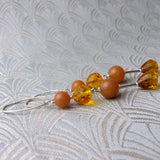 long orange crystal gemstone earrings