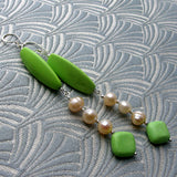 unique long green statement earrings handmade uk