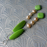 long drop green earrings