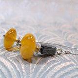 yellow agate semi-precious earrings
