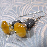 short yellow semi-precious bead earrings, short handmade semi-precious stone earrings yellow