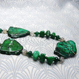 long handmade necklace chunky green agate beads
