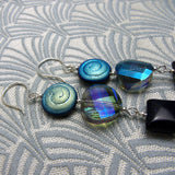 long drop blue gemstone earrings handmade with statement