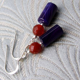 short drop purple earrings uk