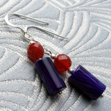 handmade short drop purple earrings