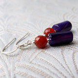 purple agate earrings, short purple earrings design