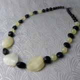 semi-precious stone black green necklace handmade uk