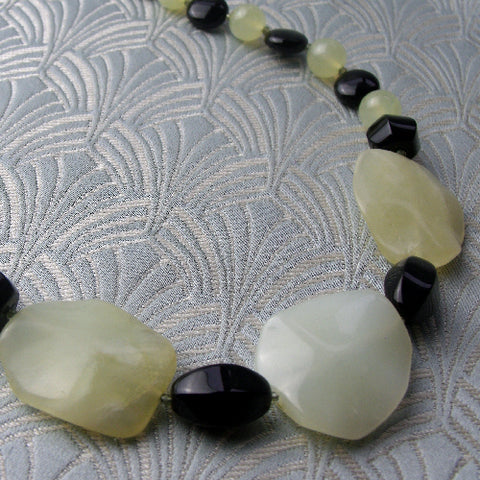 Jade semi-precious necklace, jade handcrafted necklace BB96