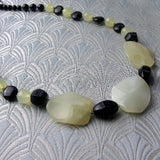 green jade black onyx necklace, jade and onyx necklace