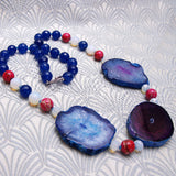 handmade chunky necklace blue gemstone beads