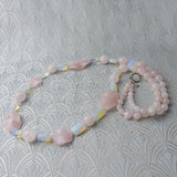 long pink rose quartz necklace uk