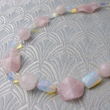 long pink gemstone rose quartz necklace