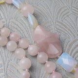long rose quartz necklace pink gemstone beads