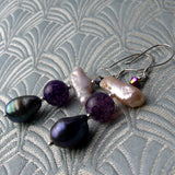 long handmade earrings, semi-precious long drop earrings