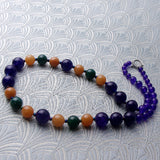 chunky purple semi-precious stone necklace uk