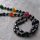 bright bold long necklace with chunky agate stones