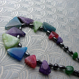 chunky agate bright bold long necklace