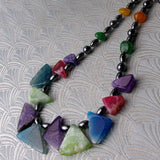 long necklace, bright bold necklace, chunky long handmade necklace