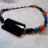 black onyx semi-precious stone necklace, semi-precious onyx bead necklace