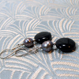 semi-precious bead freshwater pearl earrings