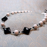 Black White semi-precious stone necklace handmade uk