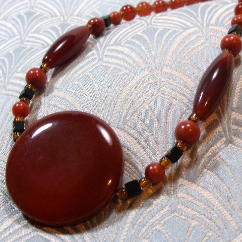 Carnelian Semi-Precious Stone Necklace Handmade UK  (A165)