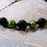 blue goldstone semi-precious stone beads with freshwater pearls
