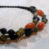 black orange semi-precious stone jewellery necklace