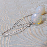 long sterling silver opal quartz earrings