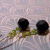 long black semi-precious stone earrings