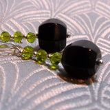 black semi-precious earrings long design