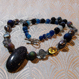 blue goldstone necklace semi-precious jewellery