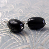 semi-precious short drop black earrings
