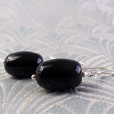 short drop black earrings handmade uk