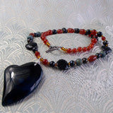 heart pendant necklace handmade semi-precious agate