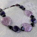 amethyst semi-precious heart bead necklace, semi-precious stone necklace