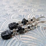 snowflake obsidian handmade earrings